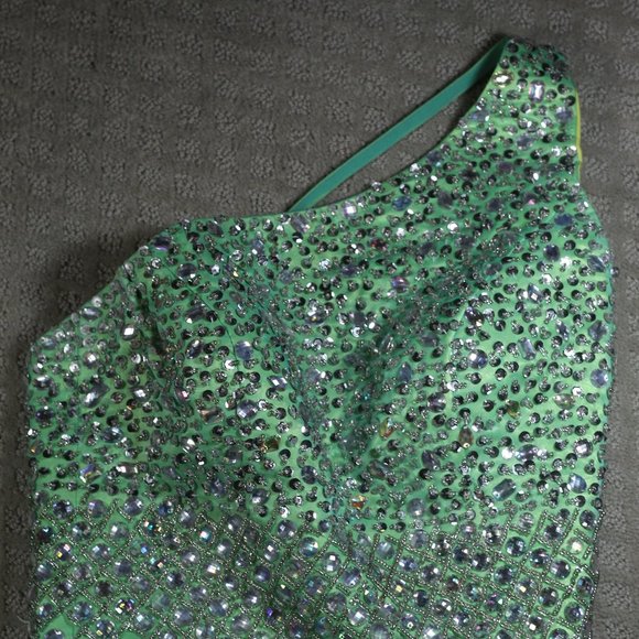 Gorgeous Full Length Formal Dress with Beaded Bodice and Layered Sheer Skirt - Picture 2 of 5